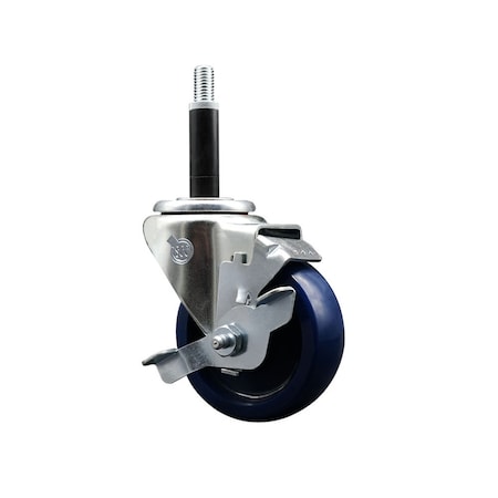 Service Caster 3.5'' Solid Poly Swivel 3/4'' Expanding Stem Caster with Brake SCC-EX20S3514-SPUS-TLB-34